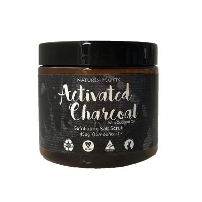 Clover Fields Natures Gifts Essentials Activated Charcoal with Coconut Oil Exfoliating Salt Scrub 450g
